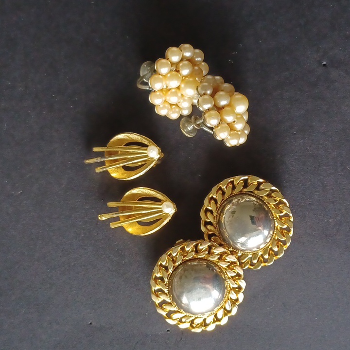 3 Pairs Of Vintage Earrings